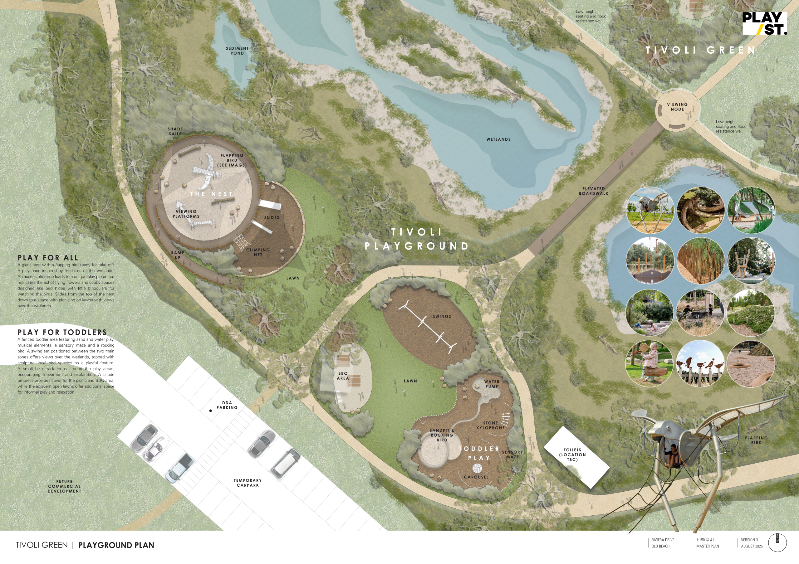 Welcome! We're excited to share the vision for a vibrant, inclusive play space that supports active lifestyles, creativity, and connection to nature. This design is shaped by community values and aims to create a safe, engaging environment for all ages.